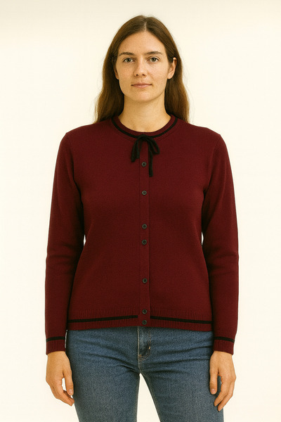 SARİTA MODA Regular Knit Cardigan with Neck Tie