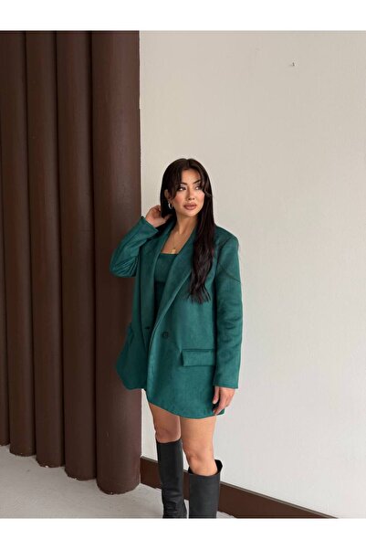 MADAME MELEK Imported Scuba Suede Fabric Strap Dress & V Shoulder Pad I Jacket Set