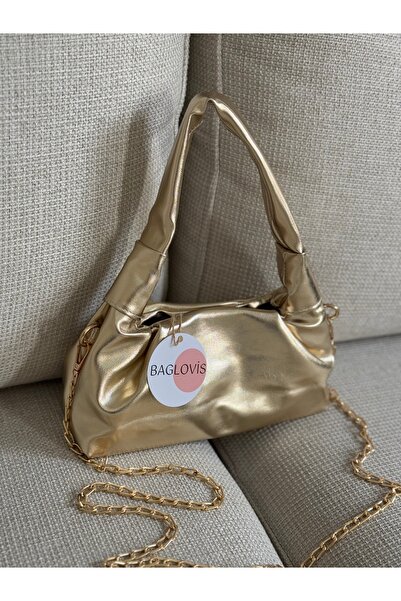 BAGLOVİS Drawstring Knot Handle Chain Strap Women's Handbag En24 Boy12