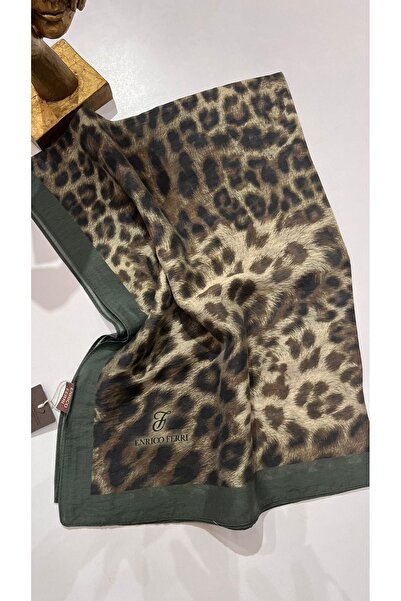 ENRİCO FERRİ Модален памучен шал с леопардов принт