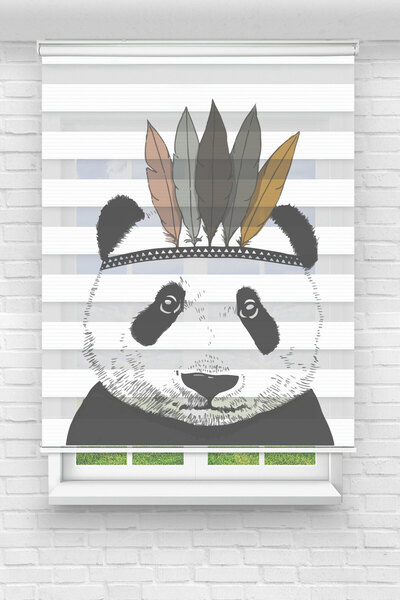 Perdecizade (ENXBOY)PANDA DİJİTAL BASKILI ZEBRA PERDE-COCUK ODASI-STOR PERDE