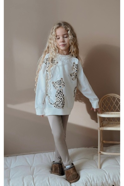 Patriko Model nou pentru fete imprimeu leopard ̇ 2 piese sport elegant tricou Set de jambiere