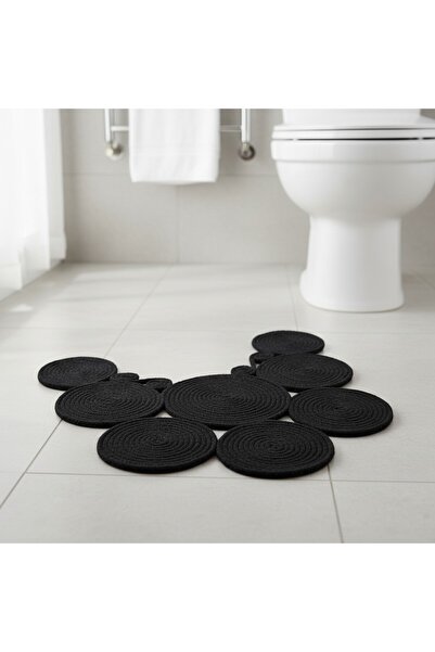 Comfort Craft مظهر من القش الجويتي |   اللون الأسود |   سجادة حمام قابلة للغسل على الوجهين |   واجهة المرحاض |   مقاوم للبقع