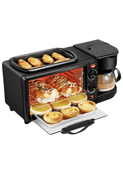 OferteTop MorningChef 3-în-1: Cafetieră, Prăjitor și Grill pentru Micul Dejun