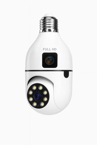 ATLT ATLANTİS ÇİFT LENS IP AMPUL KAMERA HAREKETLİ GECE GÖRÜŞ SES KAYITLI Wİ-F...