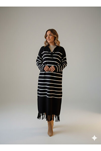 Ulugöl Tekstil Φούντα Λεπτομερές πλεκτό φόρεμα