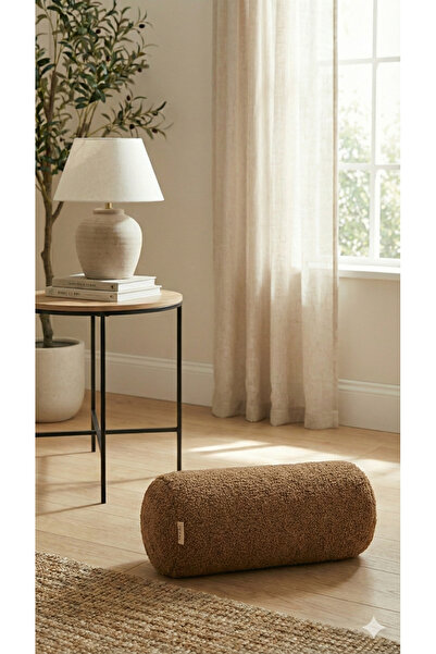 HSCO Teddy Bukle Kumaş Dekoratif Silindir Yastık - Sosis Kırlent Bebek Odası ve Salon Dekor Yastık