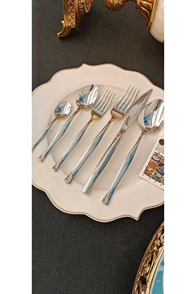 LOKMAN ZÜCCACİYE SHOWROOM Nehir Zari̇f 72 Piece Simple Fork and Spoon Set (with Cardboard Box)