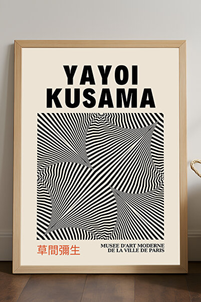 Duvarda Plakat Yayoi Kusame sa prirodnim drvenim okvirom, dekorativna umetnič...
