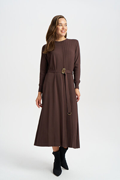 Niliwi 3093 Sol Tarafı Pileli Elbise