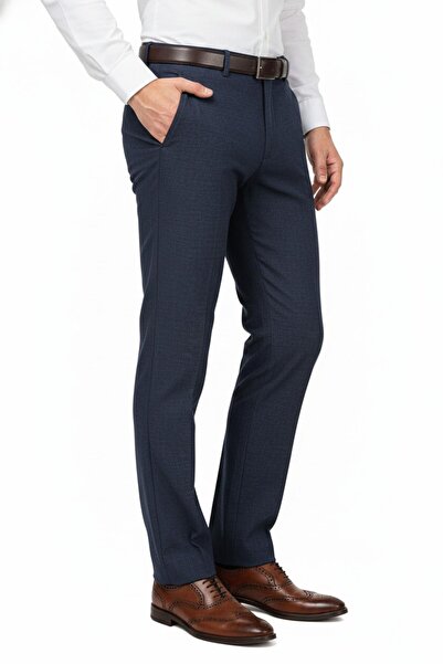 KAMER Men's Regular Fit Classic Unpleated Canvas Trousers P1168 Bgl-St04796