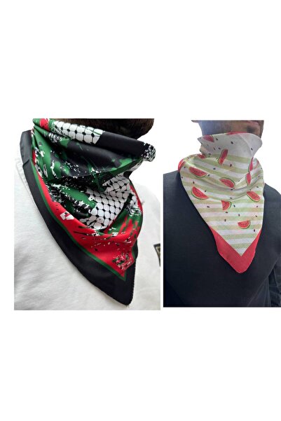 ALDAIYR 2 bucăți eșarfe cu tematică palestiniană 50x50, unisex, potrivite pen...