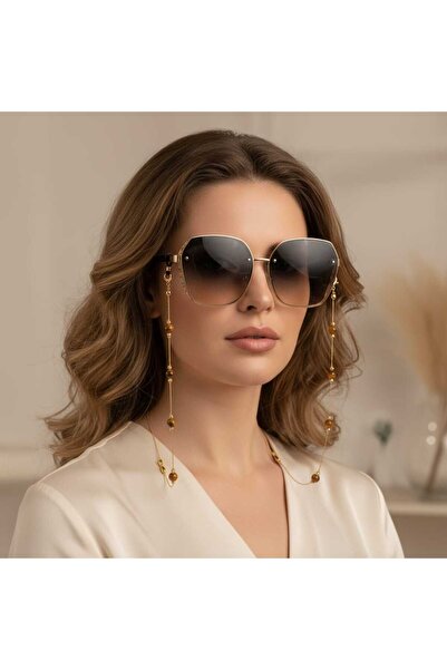 Ralp Moda Tiger Eye Patterned Glasses Chain and Mask Strap