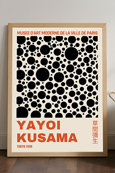 Duvarda Poster înrămat din lemn natural Yayoi Kusama, pictură decorativă de p...