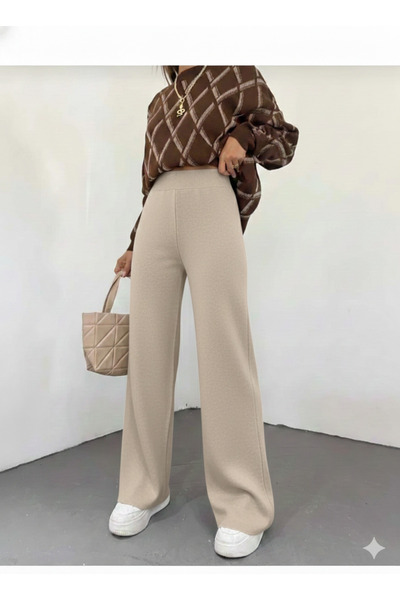 BLUEMOOR بنطلون نسائي شتوي مريح وواسع الساق وخصر مطاطي