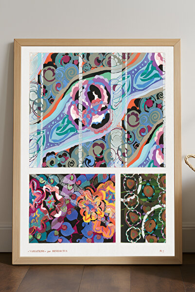 Duvarda Αφίσα με φυσικό ξύλινο πλαίσιο Ebruli, Διακοσμητική Καλλιτεχνική Ζωγρ...