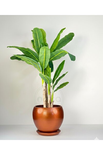 odka 20litre Küre Saksı Tabaklı 27cmx27cm Metalik Bakır Renk