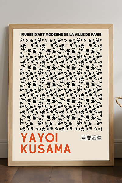 Duvarda Poster înrămat din lemn natural Yayoi Kusama, pictură decorativă de p...
