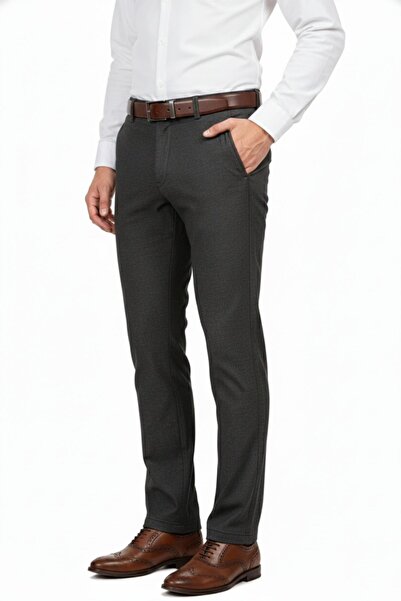 KAMER Men's Regular Fit Classic Unpleated Canvas Trousers P1168 Bgl-St04796