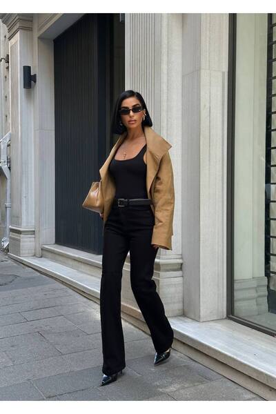 Diviny Γυναικείο ψηλόμεσο μαύρο κανονικό παντελόνι Palazzo Jean