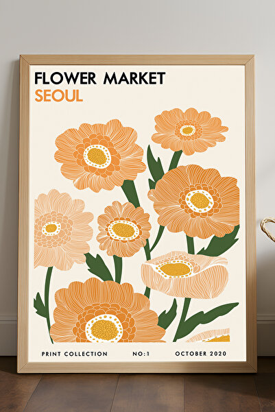 Duvarda Poster cu ramă din lemn natural Flower Market Seoul, pictură decorati...