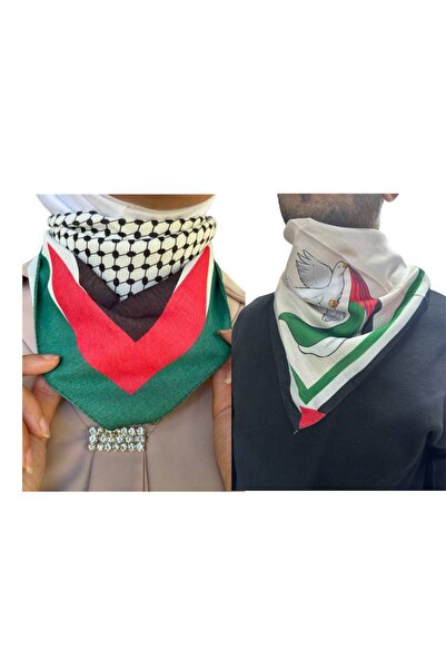 ALDAIYR 2 قطعة وشاح بتصميم فلسطيني 50×50 مناسب للجنسين للاستخدام اليومي، شال ...