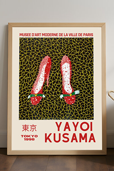 Duvarda Poster înrămat din lemn natural Yayoi Kusama, pictură decorativă de p...