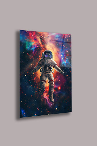gxe.art Pictură pe sticlă de 4 mm Astronaut în galaxie – Imprimare UV cu nebu...