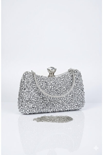 Çanta Trend Γυναικεία Ασημένια Κρυστάλλινη Μεγάλη Πέτρα Βραδινή Τσάντα Φόρεμα Ειδική Τσάντα Περίστασης