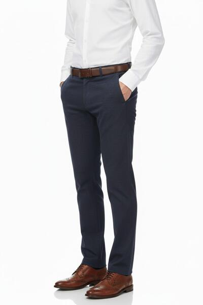 KAMER Men's Regular Fit Classic Unpleated Canvas Trousers P1168 Bgl-St04796