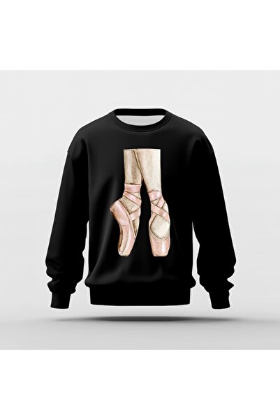 Ada Kostüm Tasarım Point Shoes Printed Basic Sweatshirt