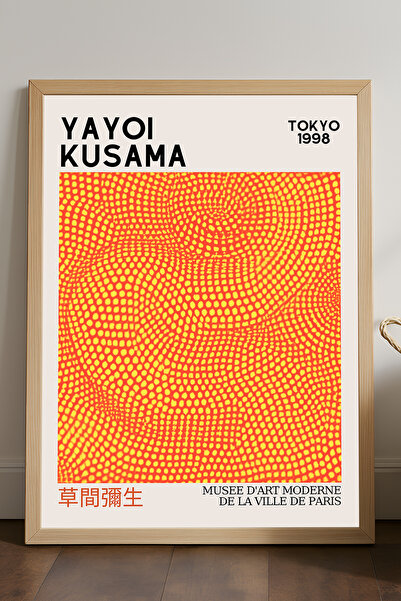 Duvarda Poster înrămat din lemn natural Yayoi Kusama, pictură decorativă de p...