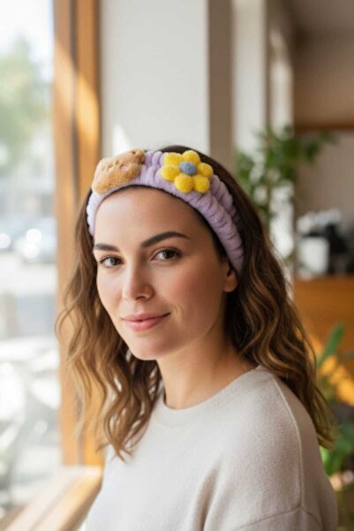 KANİNCHEN Banda de păr elastică pentru spălarea feței Super Soft Spa pentru f...