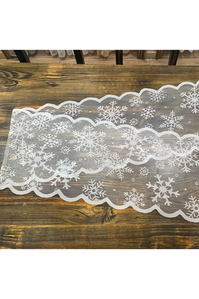 Erkin Kozmetik New Year Snowflakes Runner Tulle
