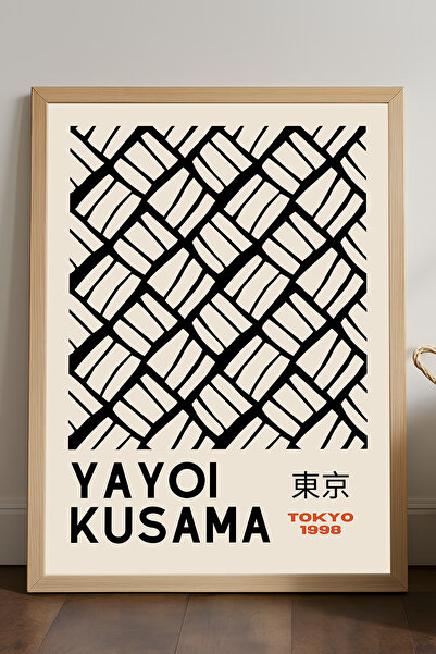 Duvarda Αφίσα Yayoi Kusama με φυσικό ξύλινο πλαίσιο, διακοσμητική καλλιτεχνικ...