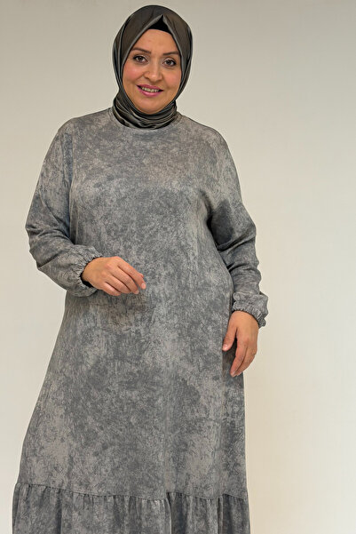 Eslina 52032 Φόρεμα με βολάν μεγάλου μεγέθους - Batik Grey