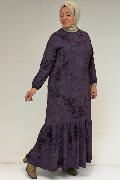 Eslina 52032 Φόρεμα με βολάν μεγάλου μεγέθους - Batik Plum
