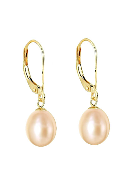 Kaskadda Cercei Perle Naturale Crem 8/5 mm, Formă Lacrimă, Aur 14K (aur 585), Calitate AAA | KASKADDA®