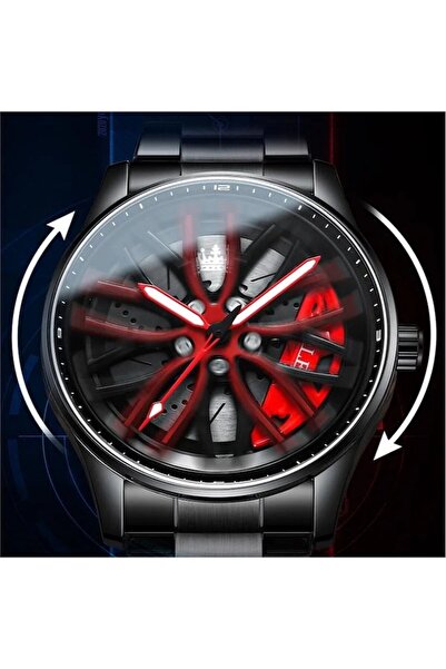 OLEVS MyRavadino F360 x Olevs™ Men's Automotive Wheel-Style Quartz Watch - Red