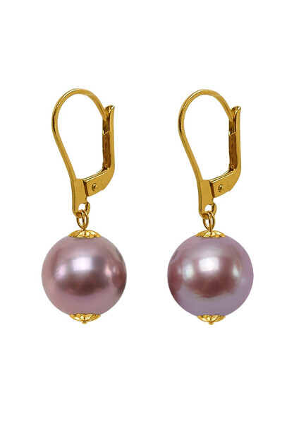 Kaskadda Cercei Perle Mari, Rare Edison Lavandă de 12–12,5 mm și Aur Galben 14K | KASKADDA®