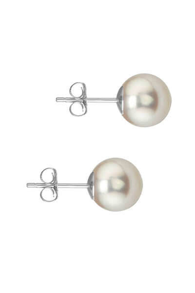 Kaskadda Cercei Perle Akoya Japoneze 7,5–8 mm, Aur Alb 14K, Tip Șurub – Calitate AAAA | KASKADDA®