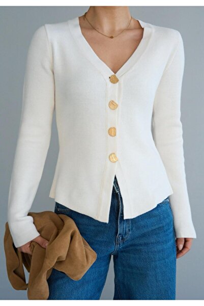Serpirella Butik Πλεκτό ζακέτα με λεπτομέρεια με κουμπιά σε σχήμα V