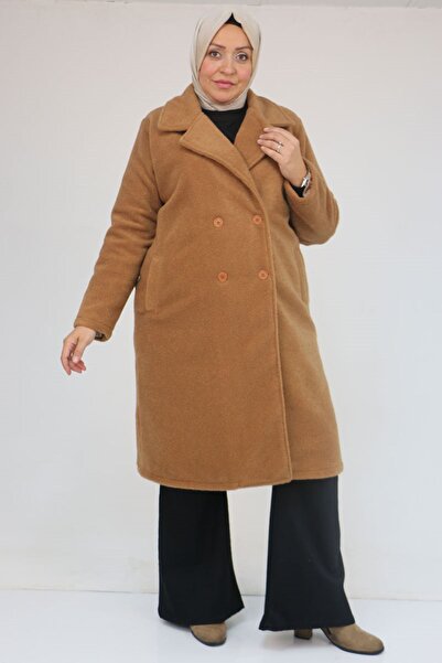 Eslina معطف كبير الحجم مزين بأزرار من الفيلكرو - لون أسمر