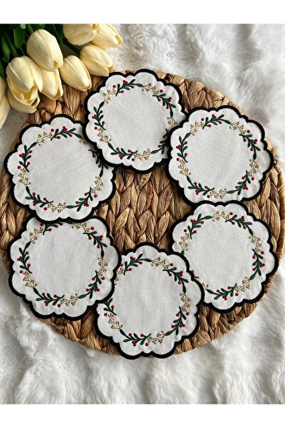 KUMSAL ÇEYİZ 6 Adet Sunumluk Peçete,Kokteyl Peçete,Kahve Yanı Sunum Peçetesi,...