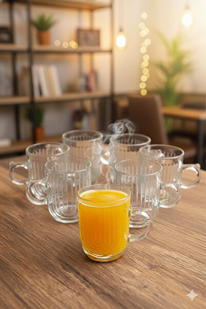 Home Lenda Kulplu Kupa Cam Bardak 6'lı 200 Ml