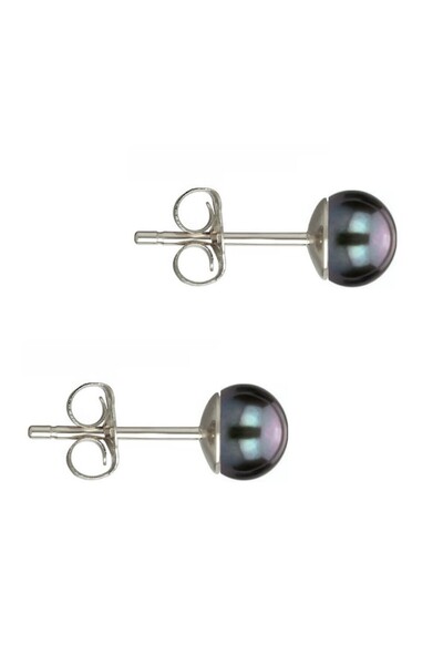 Kaskadda Cercei Perle Naturale Negre 5–6 mm, Buton AAA, Argint 925, Tip Șurub | KASKADDA®