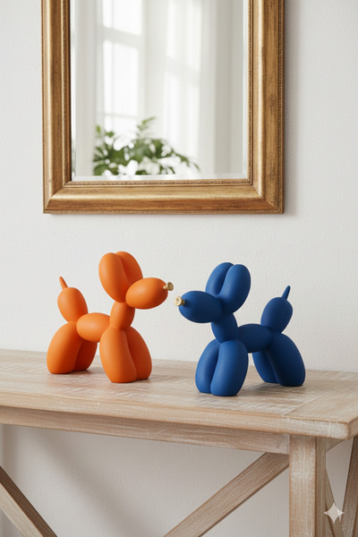 Dekoromi Dekoratif Sevimli Balon Köpek Turuncu ve Mavi 2 Adet (21x18cm) Dekor...