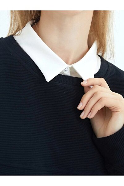 Valkry - Detachable classic white shirt collar with straps, one size