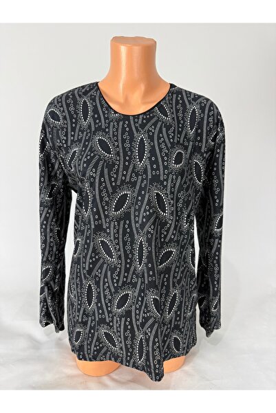 YAŞAR TRİKO Kadın Çok Renkli Desenli U Yaka Uzun Kollu Yanları Yırtmaçlı Süet...