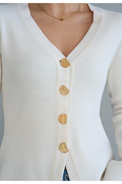 Serpirella Butik Πλεκτό ζακέτα με λεπτομέρεια με κουμπιά σε σχήμα V